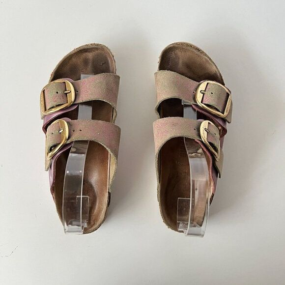 Birkenstock Arizona Big Buckle Washed Metallic Rose Two Strap Sandals 37 Narrow - Picture 10 of 11